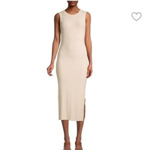 WEWOREWHAT ribbed midi dress cream